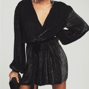 Retrofete Black Sequin Mini Dress